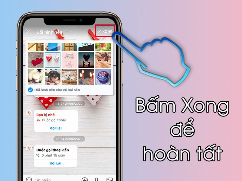 Hoàn tất đổi hình nền Zalo iOS