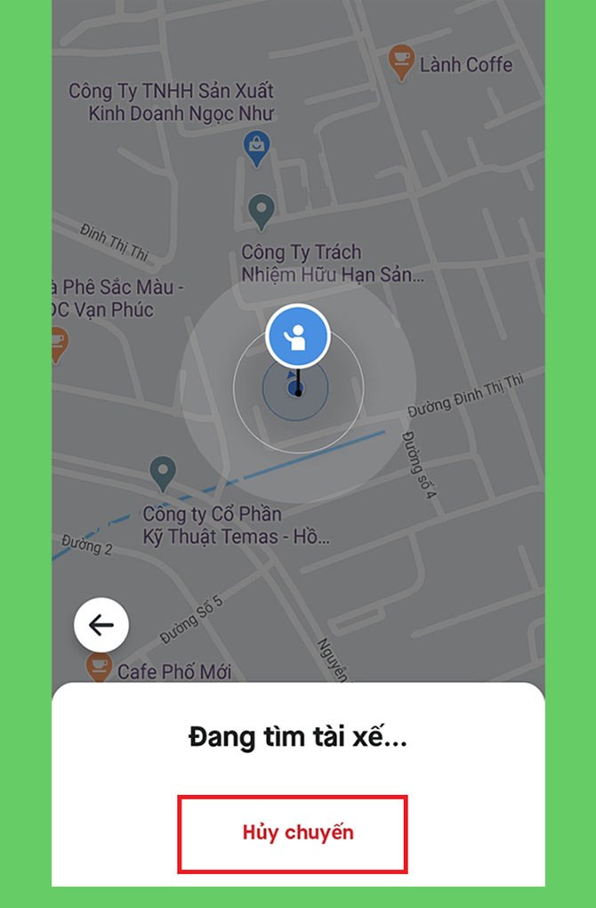 Hủy chuyến Gojek khi chưa có tài xế