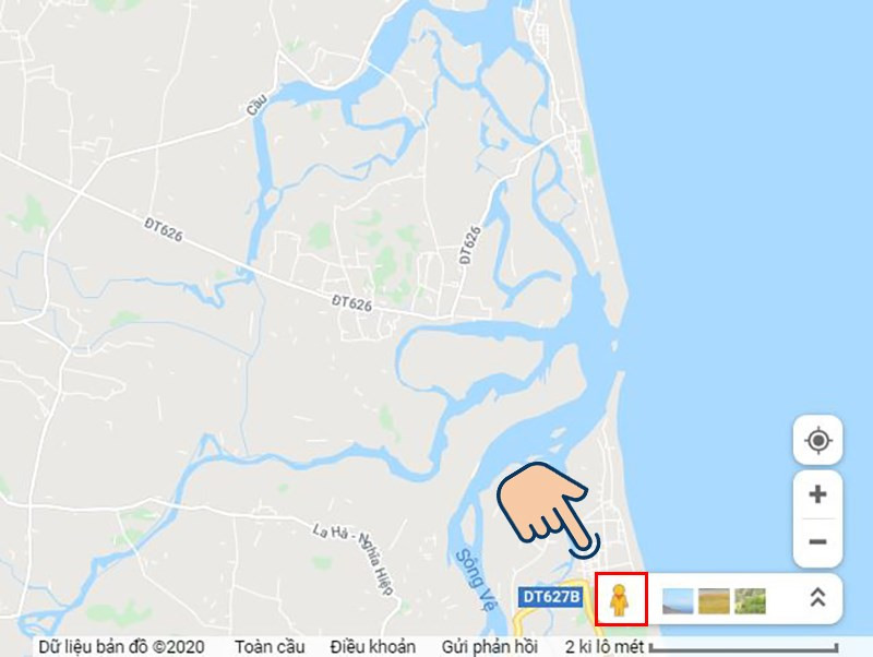 Kéo biểu tượng Pegman trên Google Maps máy tính