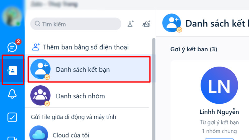 Kết bạn Zalo trên máy tính