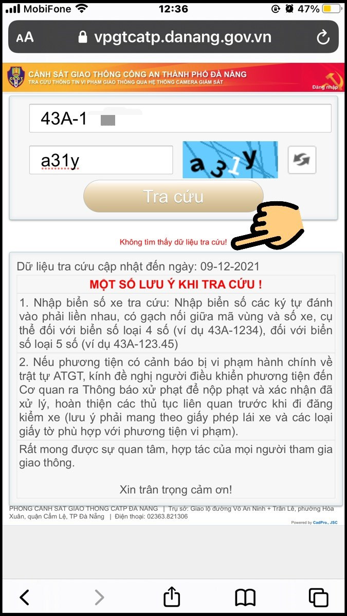 Không tìm thấy dữ liệu tra cứu