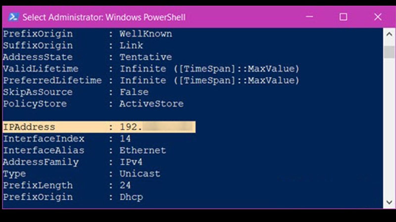 Kiểm tra IP bằng PowerShell