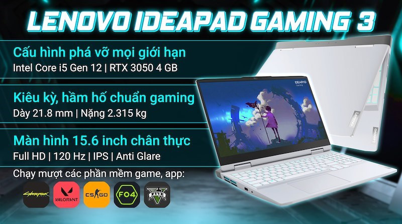 Laptop Lenovo Ideapad Gaming 3 15IAH7 i5 12500H