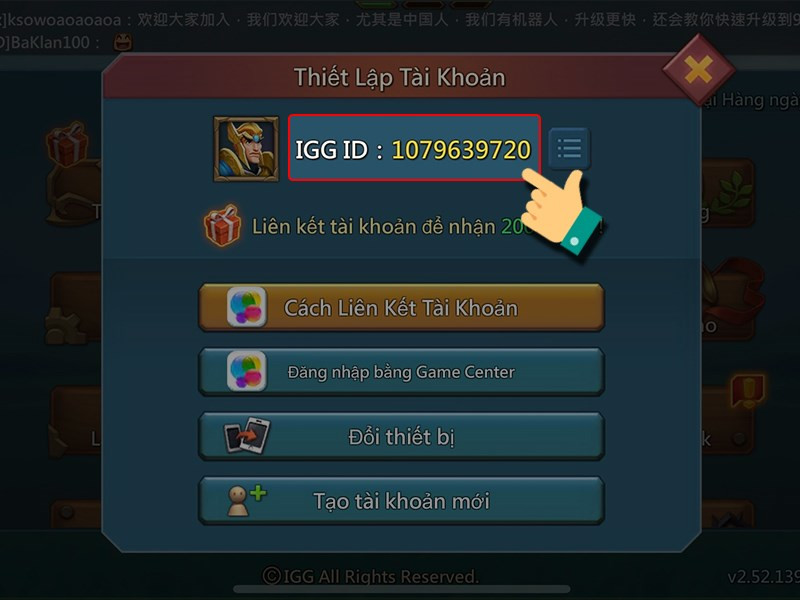 Lấy IGG ID của bạn