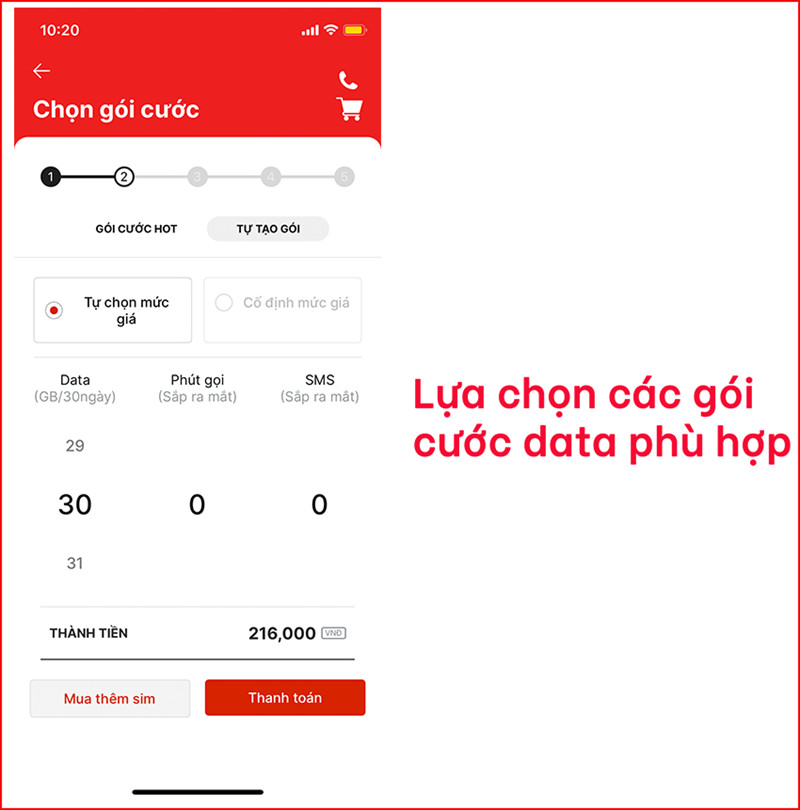 Lựa chọn gói cước data trên Reddi