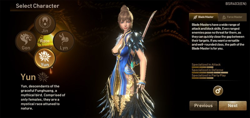 Lựa chọn nhân vật trong Blade & Soul: Revolution