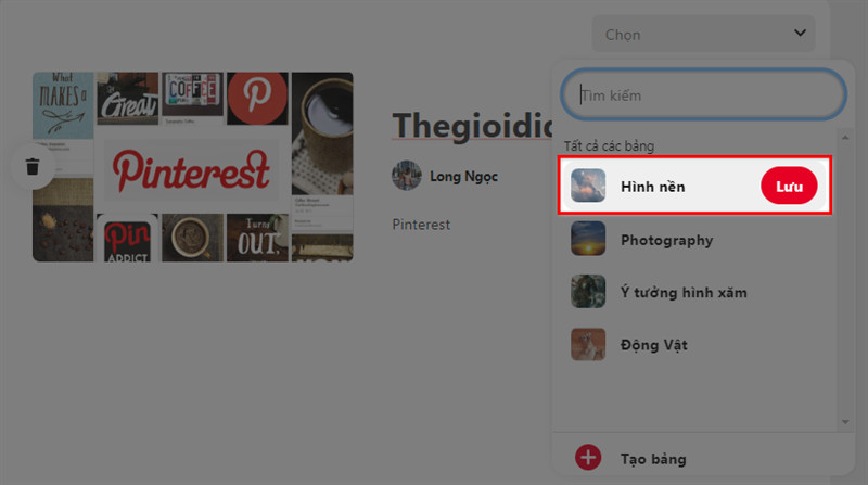 Lưu ảnh lên Pinterest