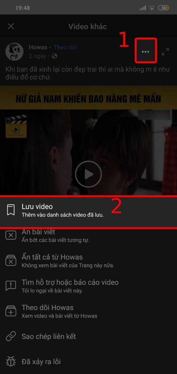 Lưu video trên Facebook Watch