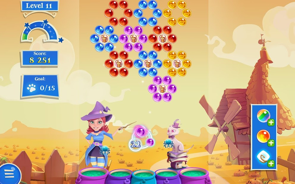 Màn chơi Bubble Witch 2 Saga với các quả bóng màu sắc