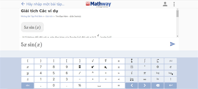 Mathway: Trang web tính đạo hàm online miễn phí