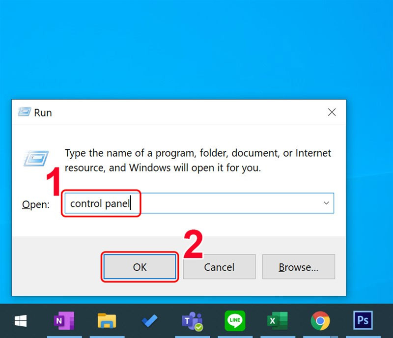 Mở Control Panel bằng hộp thoại Run