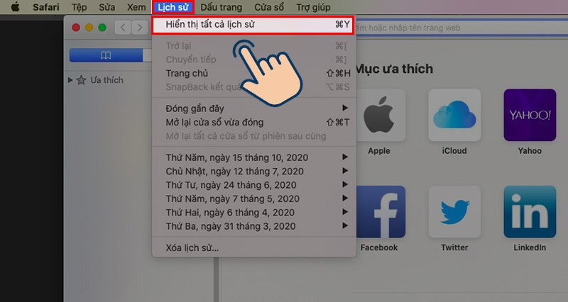 Mở Lịch sử Safari trên MacBook