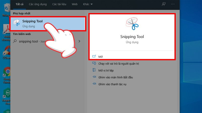 Mở Snipping Tool bước 2