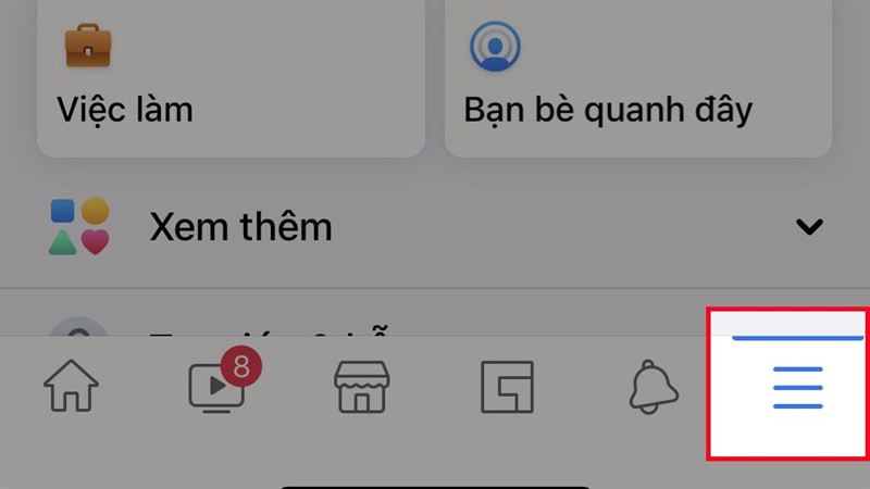 Mở ứng dụng Facebook và tìm biểu tượng menu