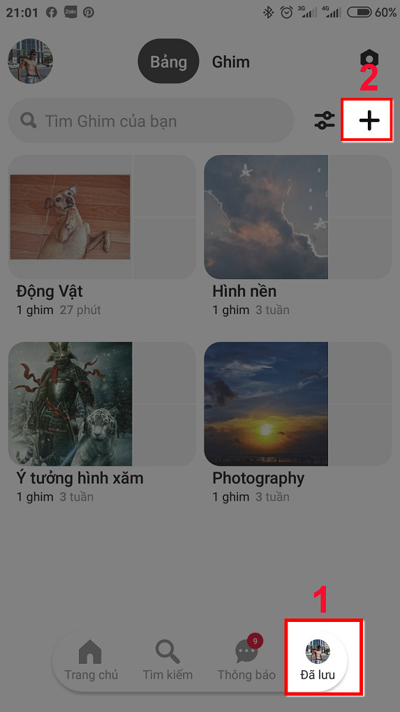 Mở ứng dụng Pinterest