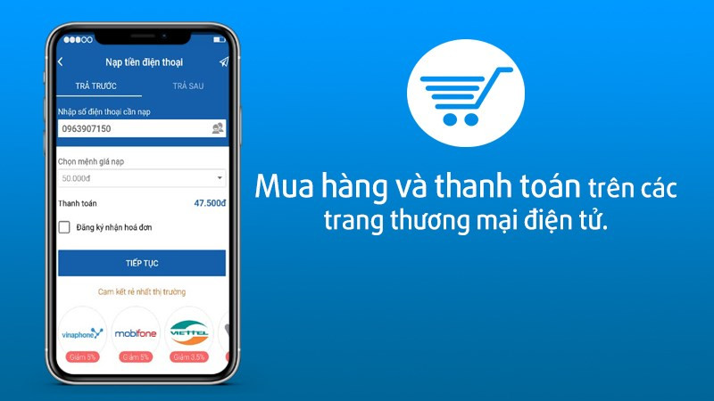 Nạp tiền điện thoại, mua thẻ game với Vimo