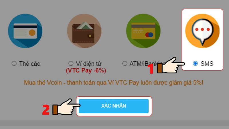 Nạp Vcoin qua SMS