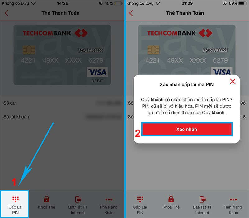 Nhấn Cấp lại PIN v&agrave; nhấn X&aacute;c nhận