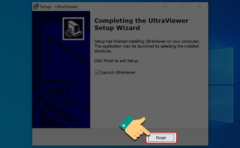  Nhấn Finish để hoàn tất công việc cài đặt Ultraviewer