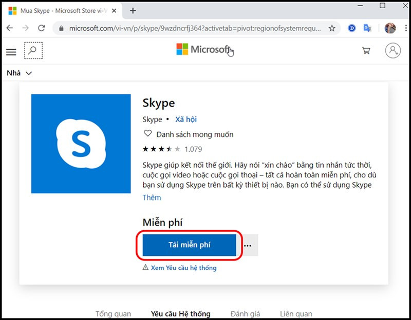 Nhấn nút Tải Miễn Phí Skype