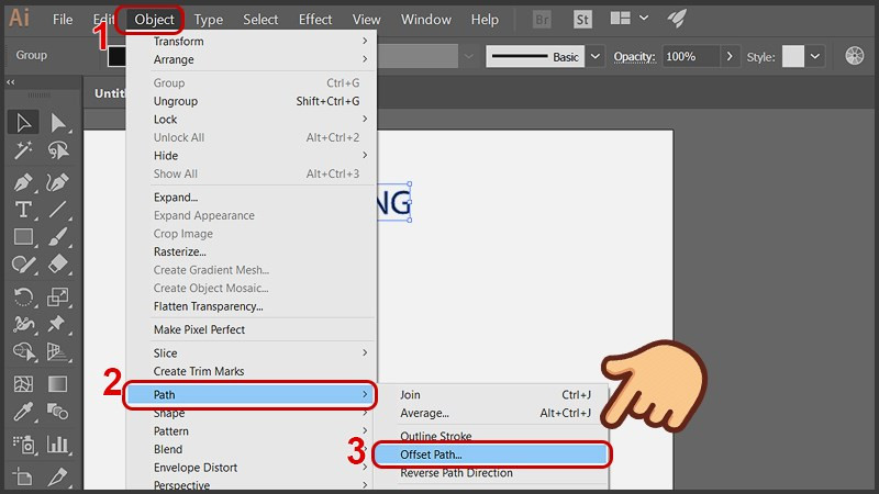 Nhấn Object chọn Path và chọn Offset Path...