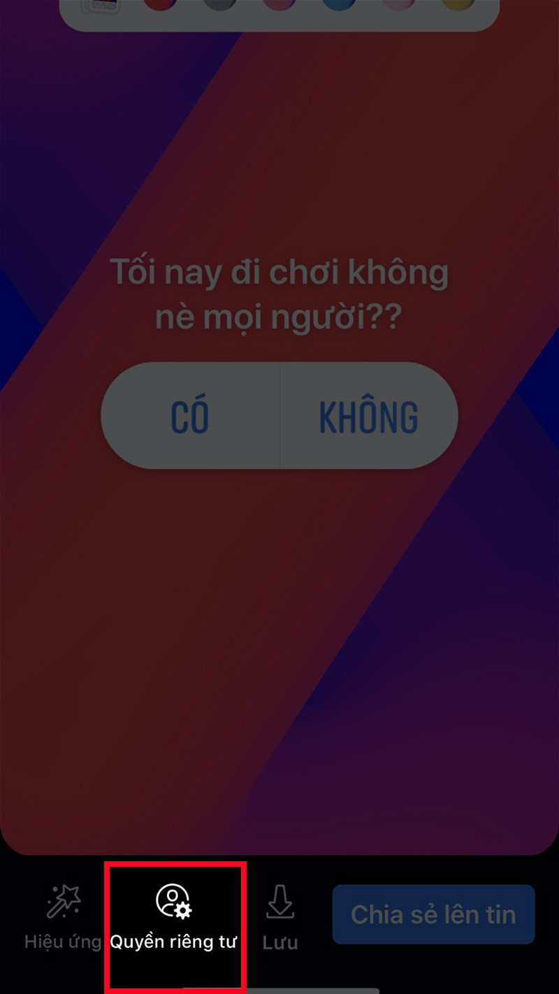 Nhấn vào biểu tượng bánh răng ở góc dưới màn hình để chỉnh sửa quyền riêng tư của tin và nhấn Lưu