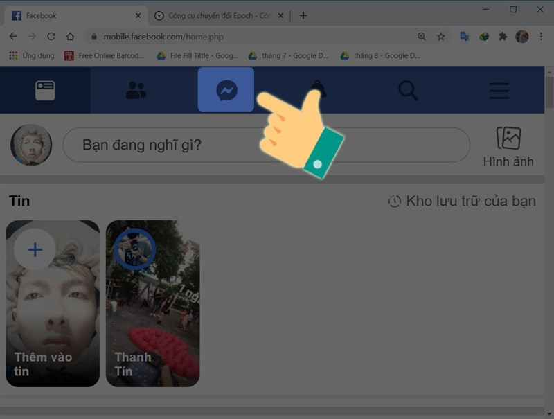 Nhấn vào biểu tượng Messenger