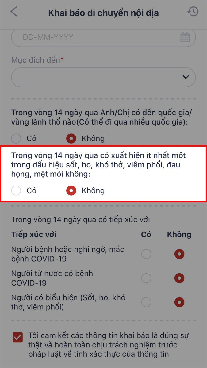 Nhấn vào ô Có hoặc Không