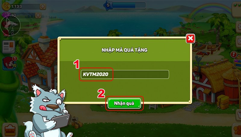 Nhập code Khu Vườn Trên Mây