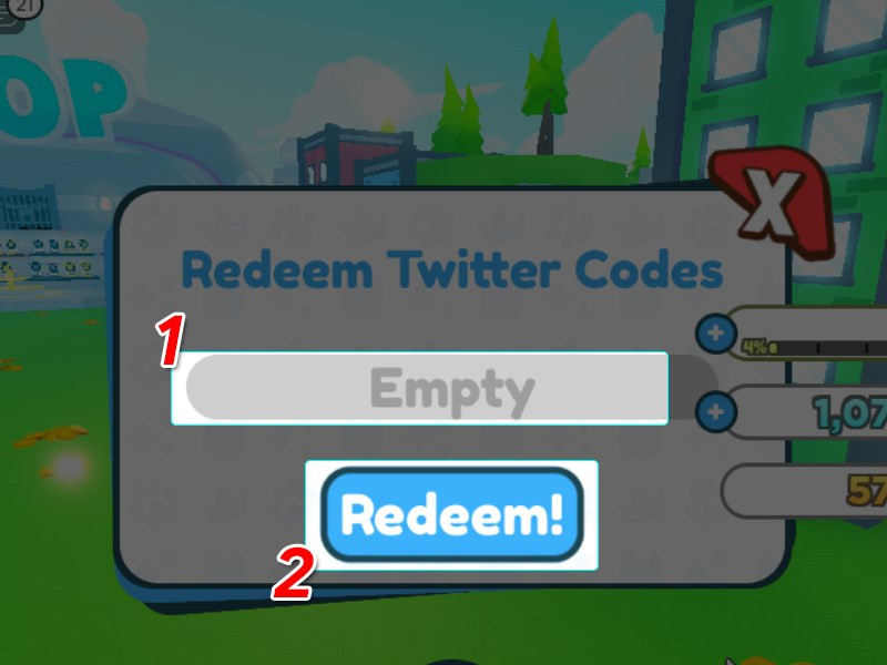 Nhập code và nhấn Redeem