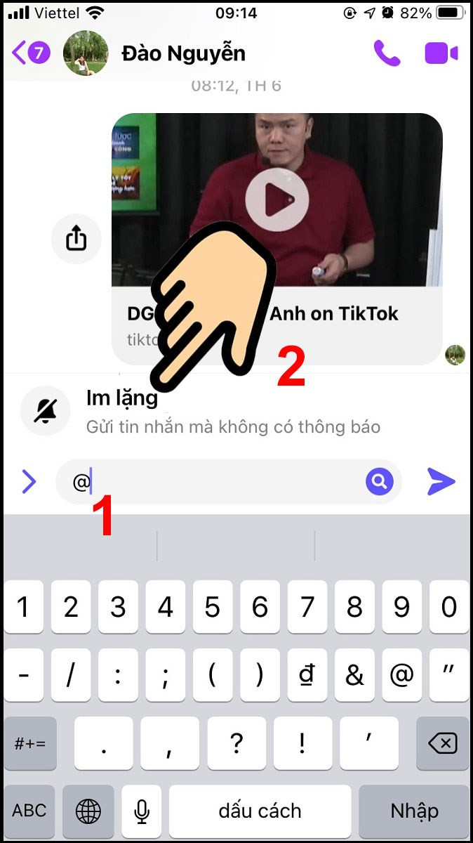 Nhập @ để gửi tin nhắn Messenger im lặng