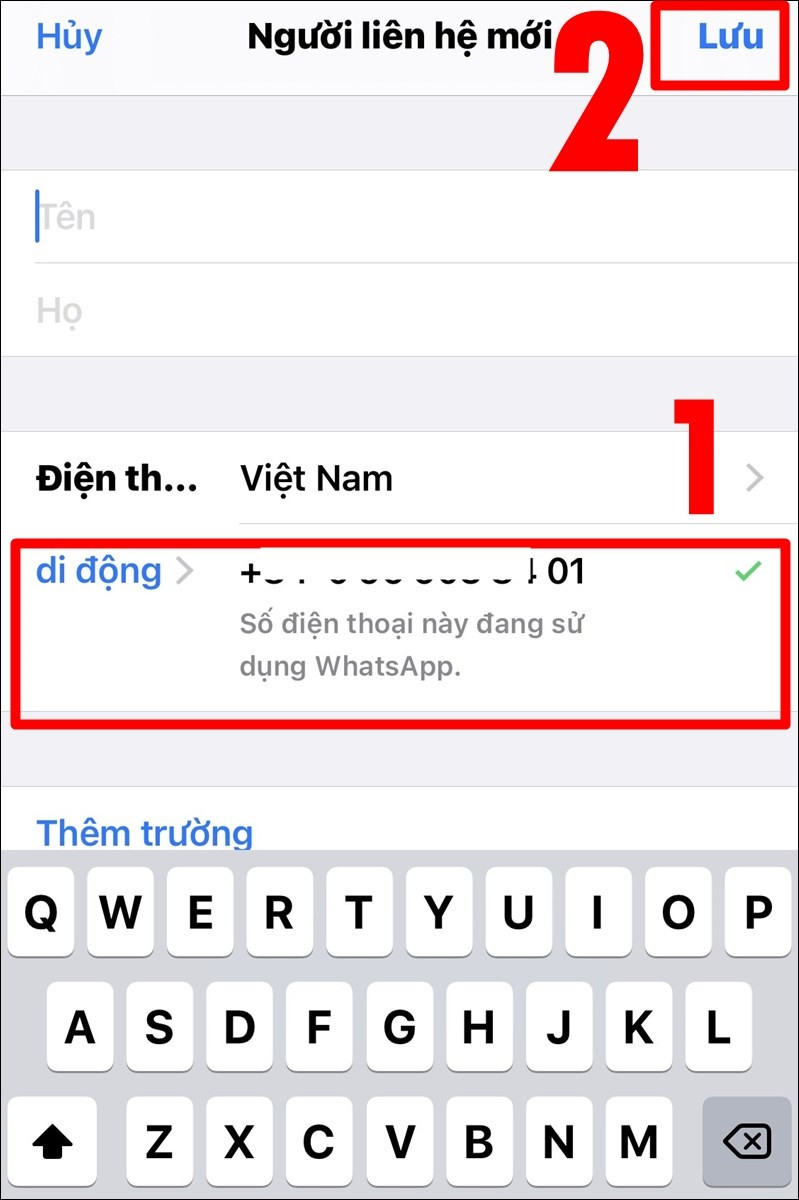 Nhập Số điện thoại của bạn bè, sau đó nhấn Lưu