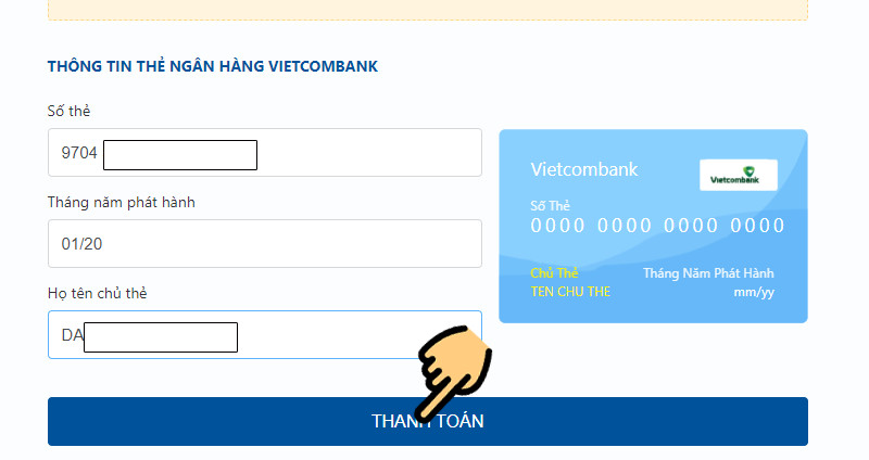 Nhập thông tin thẻ ATM