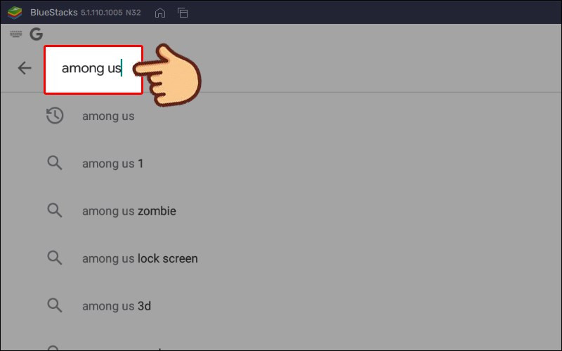 Nhập từ khóa Among Us vào thanh Search