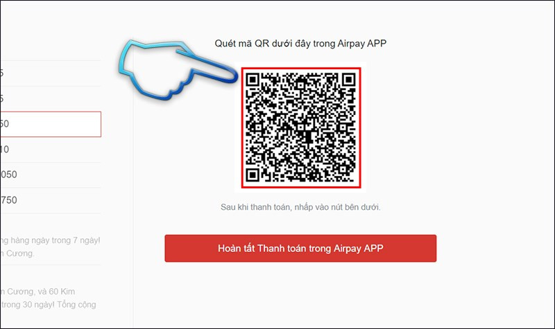 Quét mã QR code bằng Airpay