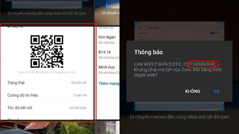 Quét mã QR WiFi trên điện thoại