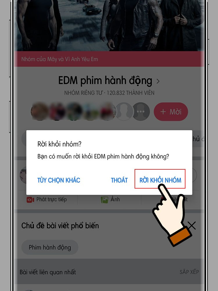 Rời nhóm Facebook trên điện thoại