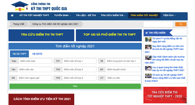 TOP 5 Website Tính Điểm Tốt Nghiệp THPT Chính Xác Nhất