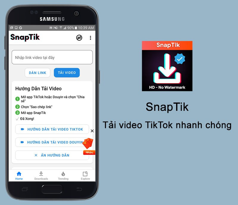 SnapTik cho phép tải video TikTok không logo