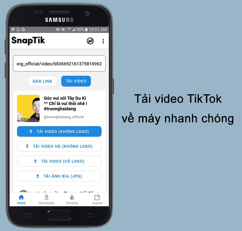 SnapTik cho phép tải video TikTok nhanh chóng