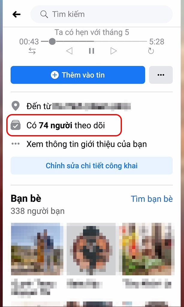 Số người theo dõi đã được hiển thị