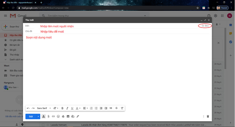 Soạn email trên máy tính