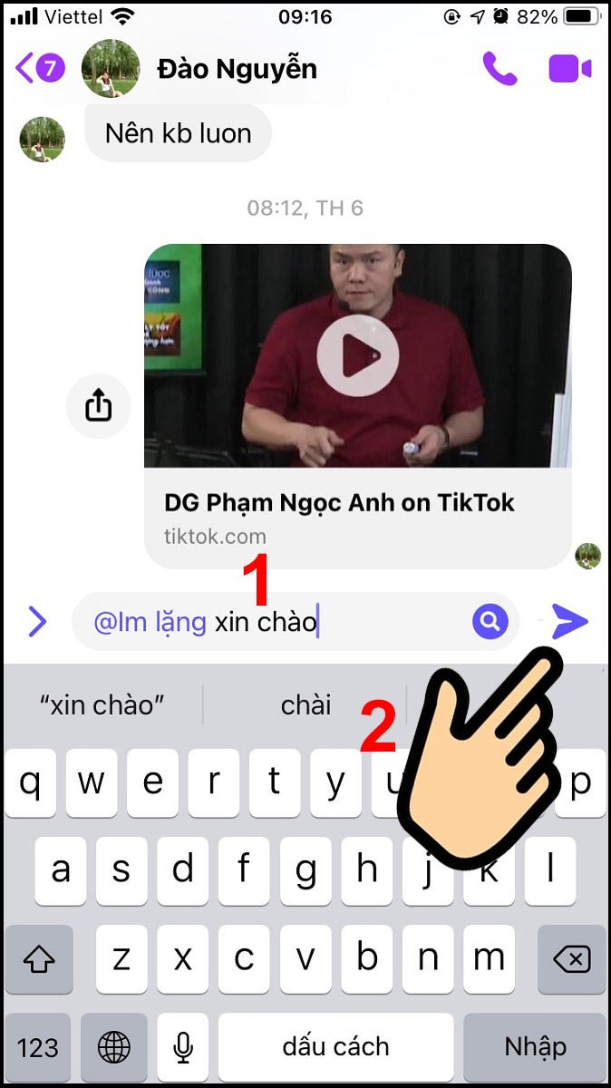 Soạn tin nhắn sau khi đã chọn chế độ im lặng