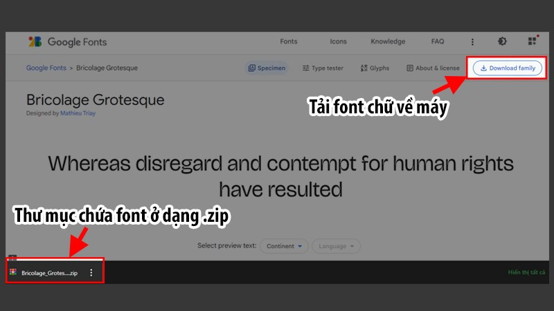 Tải font chữ về máy tính