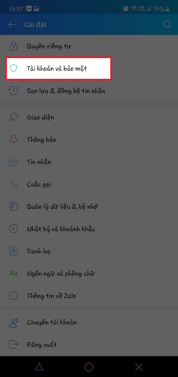 Tài khoản và bảo mật Zalo