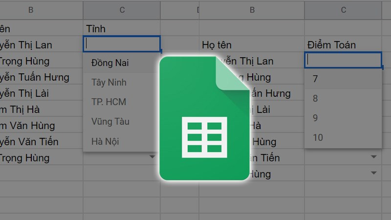 Tạo danh sách thả xuống trong Google Sheets