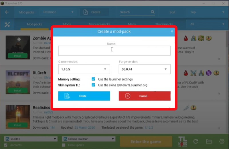Tạo Modpack trong TLauncher