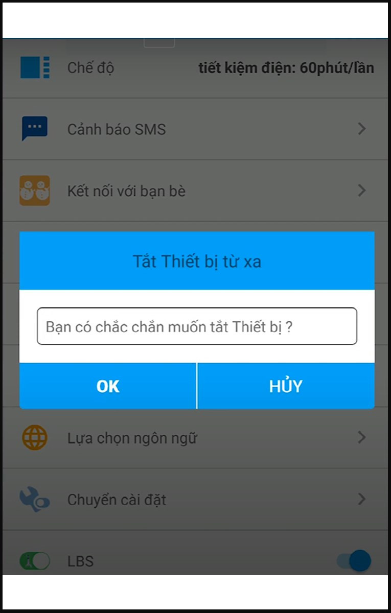 Tắt đồng hồ từ xa trên SeTracker