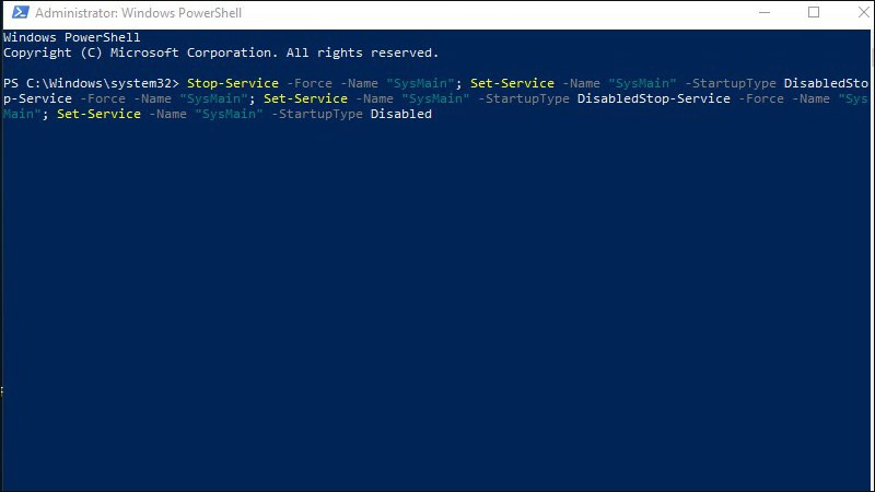 Tắt Superfetch qua PowerShell