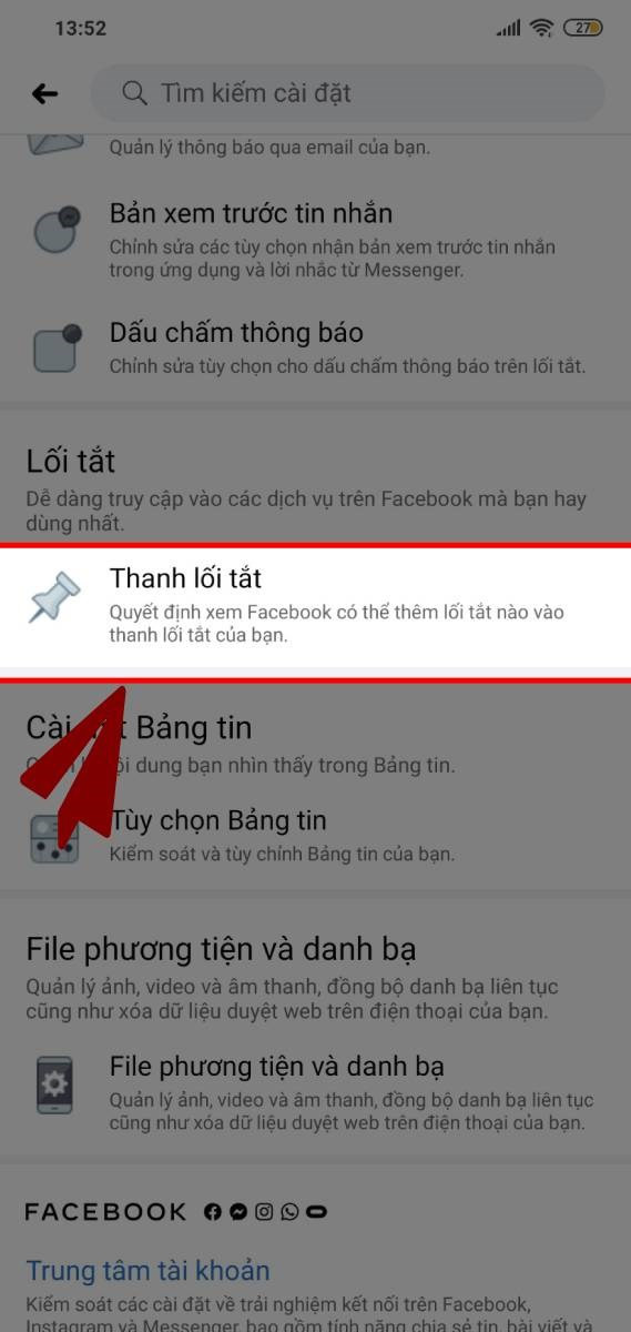 Thanh lối tắt Facebook